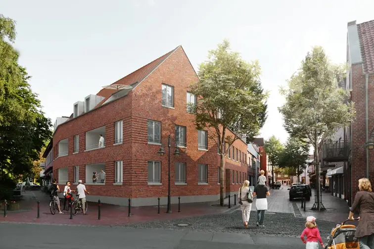 Mehrfamilienhaus in Borghorst: Visualisierung der Giebelseite