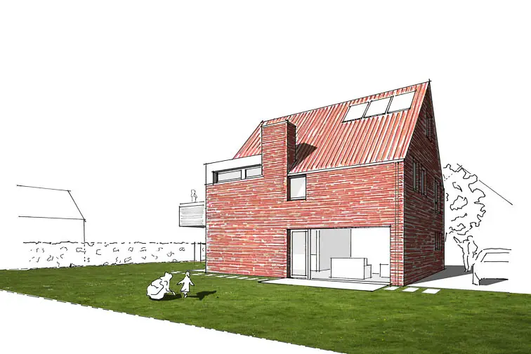 Bereits fr&uuml;h im Entwurf vermittelt eine Skizze einen guten Eindruck vom sp&auml;teren Haus