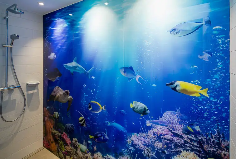 ie Bauherrin hat sich ein Meeresmotiv in der Dusche gewünscht ie Bauherrin hat sich ein Meeresmotiv in der Dusche gewünscht