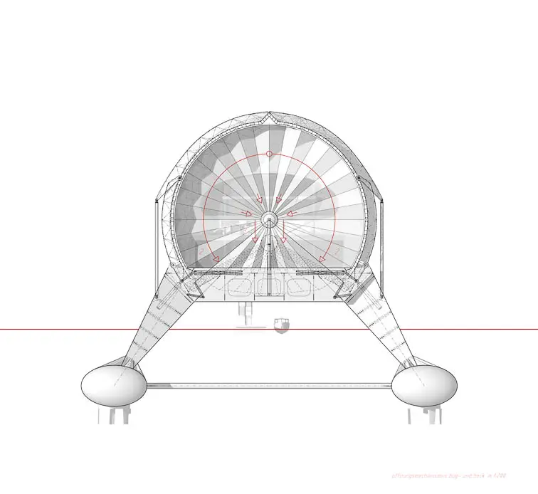 Bugansicht, Hangar geschlossen Bugansicht, Hangar geschlossen