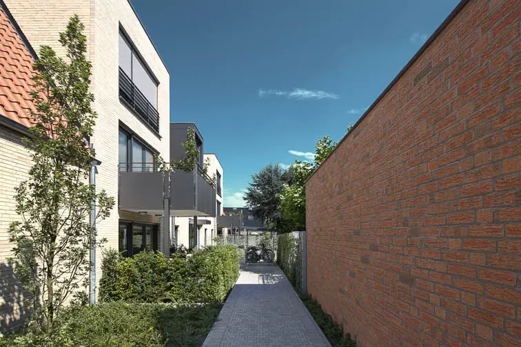 Begrünte Zuwegung zum Hauseingang Mehrfamilienhaus Stadtgärten Telgte Begrünte Zuwegung zum Hauseingang